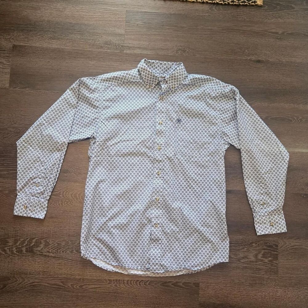 Ariat Men's White and Blue Shirt